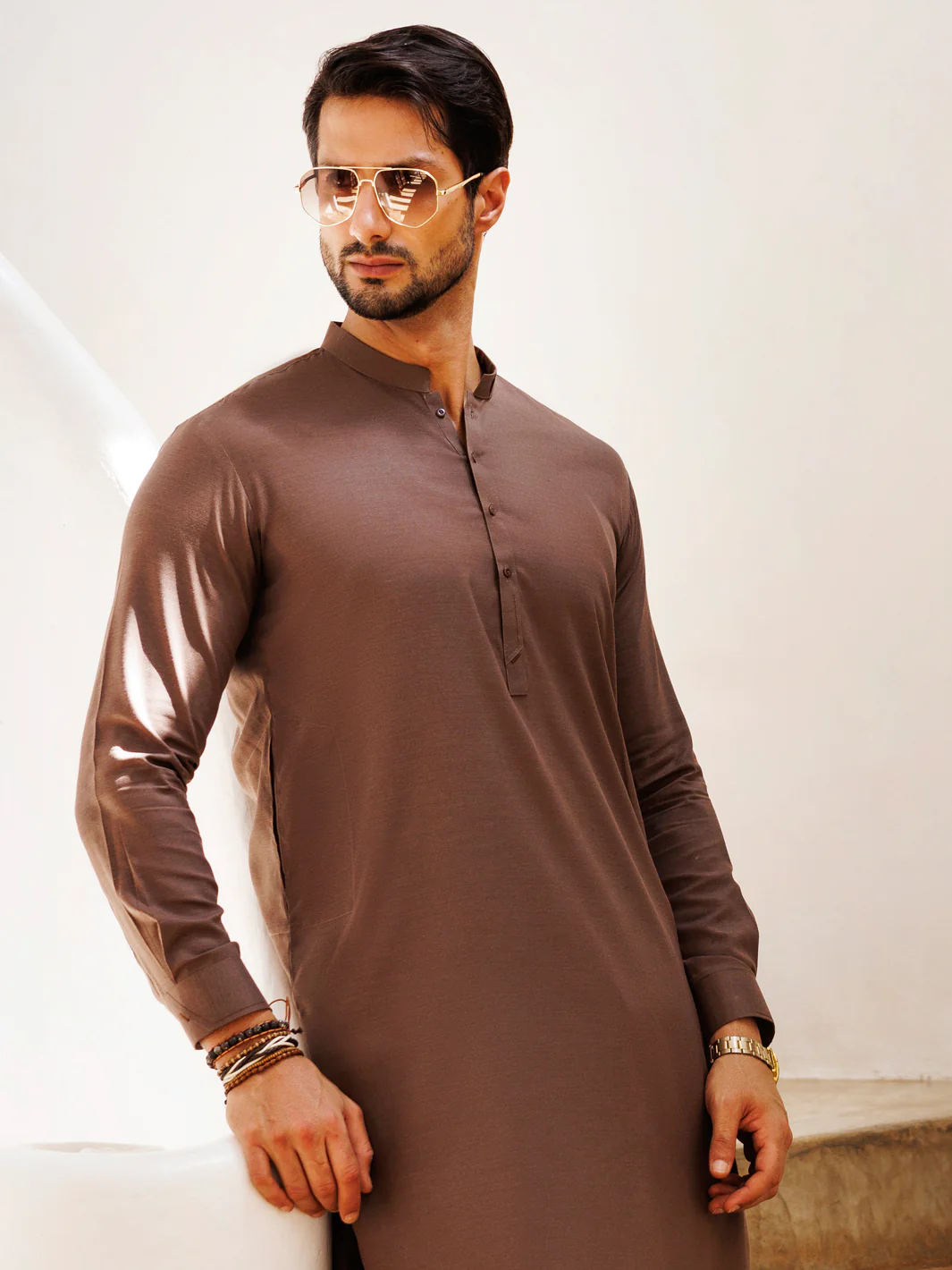 BROWN BLENDED KAMEEZ SHALWAR | AL-KS-3147/AM-6280E - Image 2