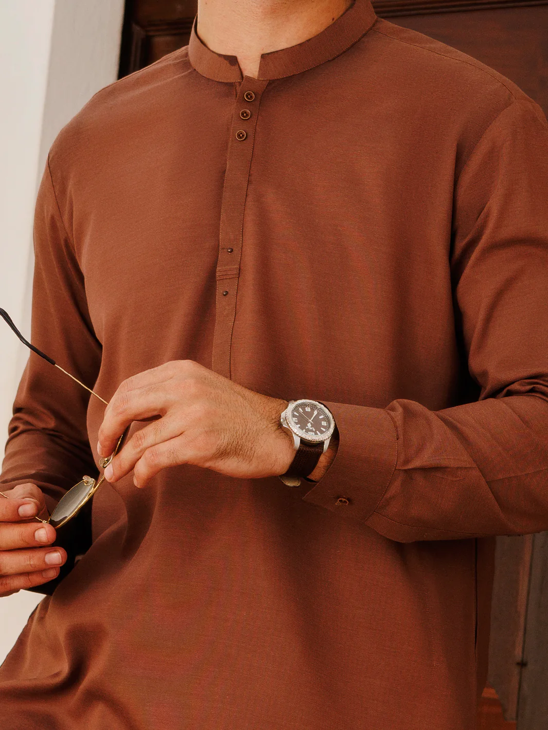 BROWN BLENDED KAMEEZ SHALWAR | AL-KS-3151/AM-6280C - Image 2