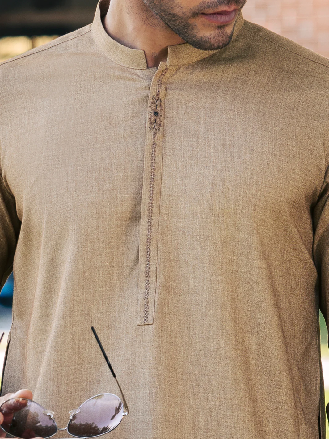 BEIGE BLENDED KAMEEZ SHALWAR | AL-KS-3154/AM-6264B - Image 2