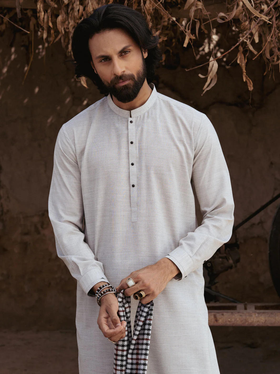 ASH GREY BLENDED KAMEEZ SHALWAR | AL-KS-3168/AM-6299B - Image 2