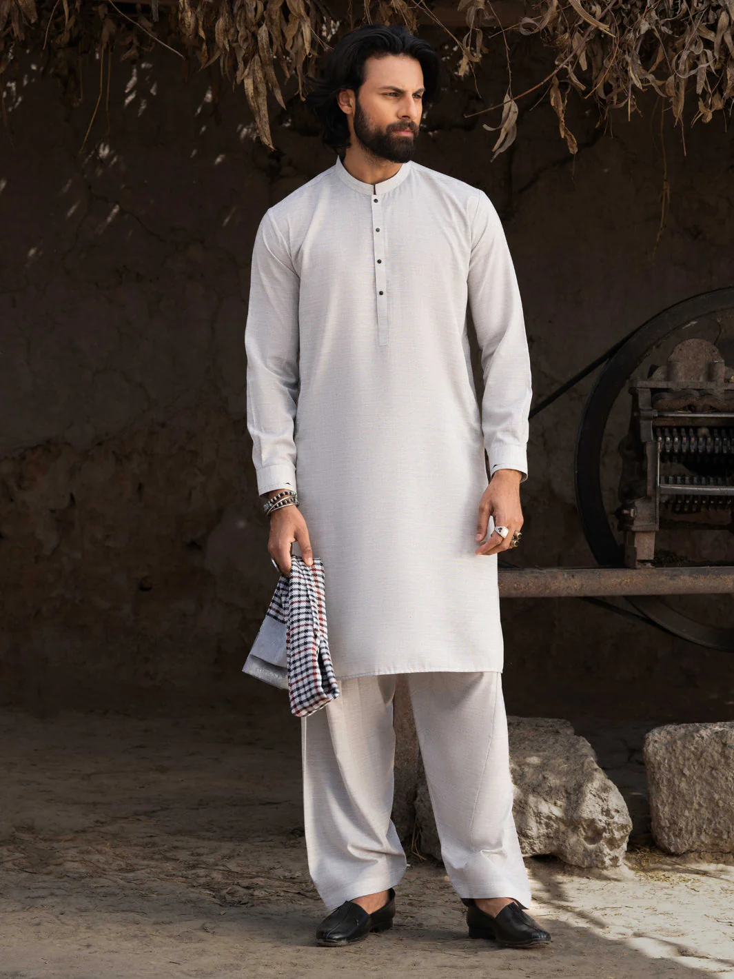 ASH GREY BLENDED KAMEEZ SHALWAR | AL-KS-3168/AM-6299B - Image 4