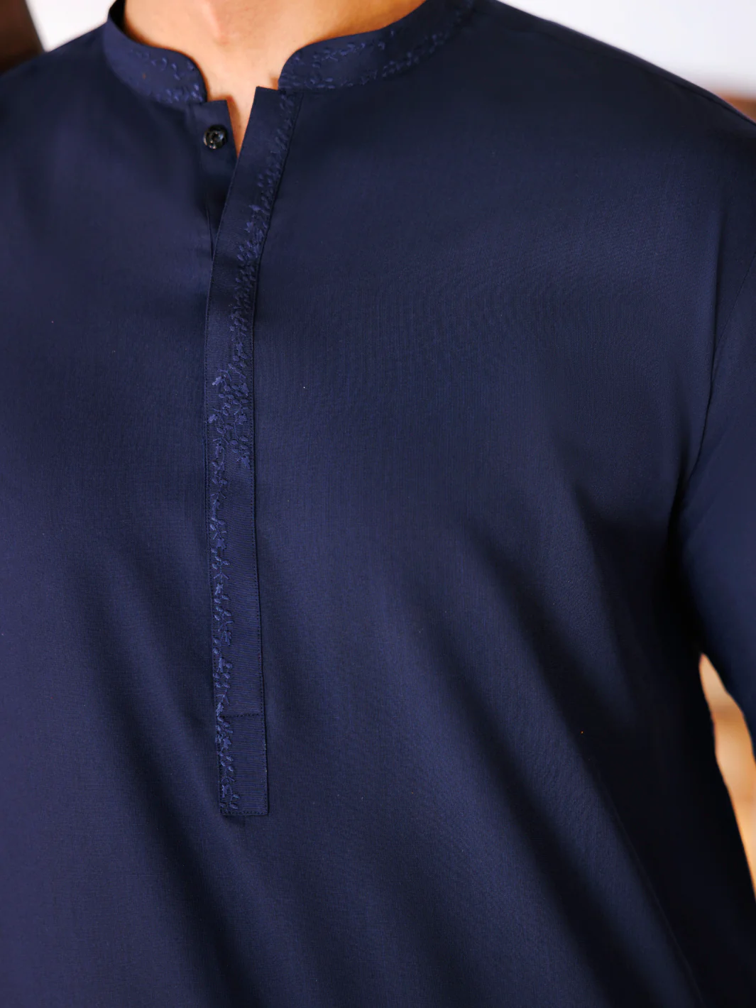 NAVY BLUE BLENDED KAMEEZ SHALWAR | AL-KS-3177/AM-11010F - Image 2