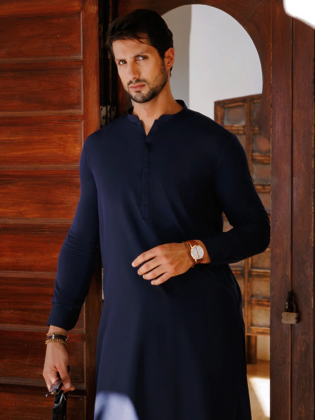 NAVY BLUE BLENDED KAMEEZ SHALWAR | AL-KS-3177/AM-11010F - Image 3
