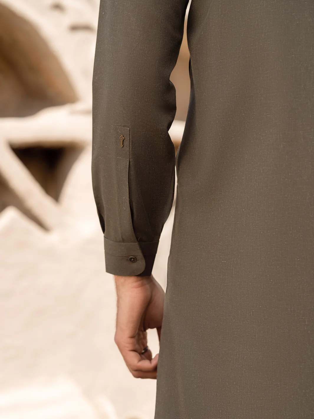 OLIVE GREEN BLENDED KAMEEZ SHALWAR | AL-KS-3181/AM-6290A - Image 3