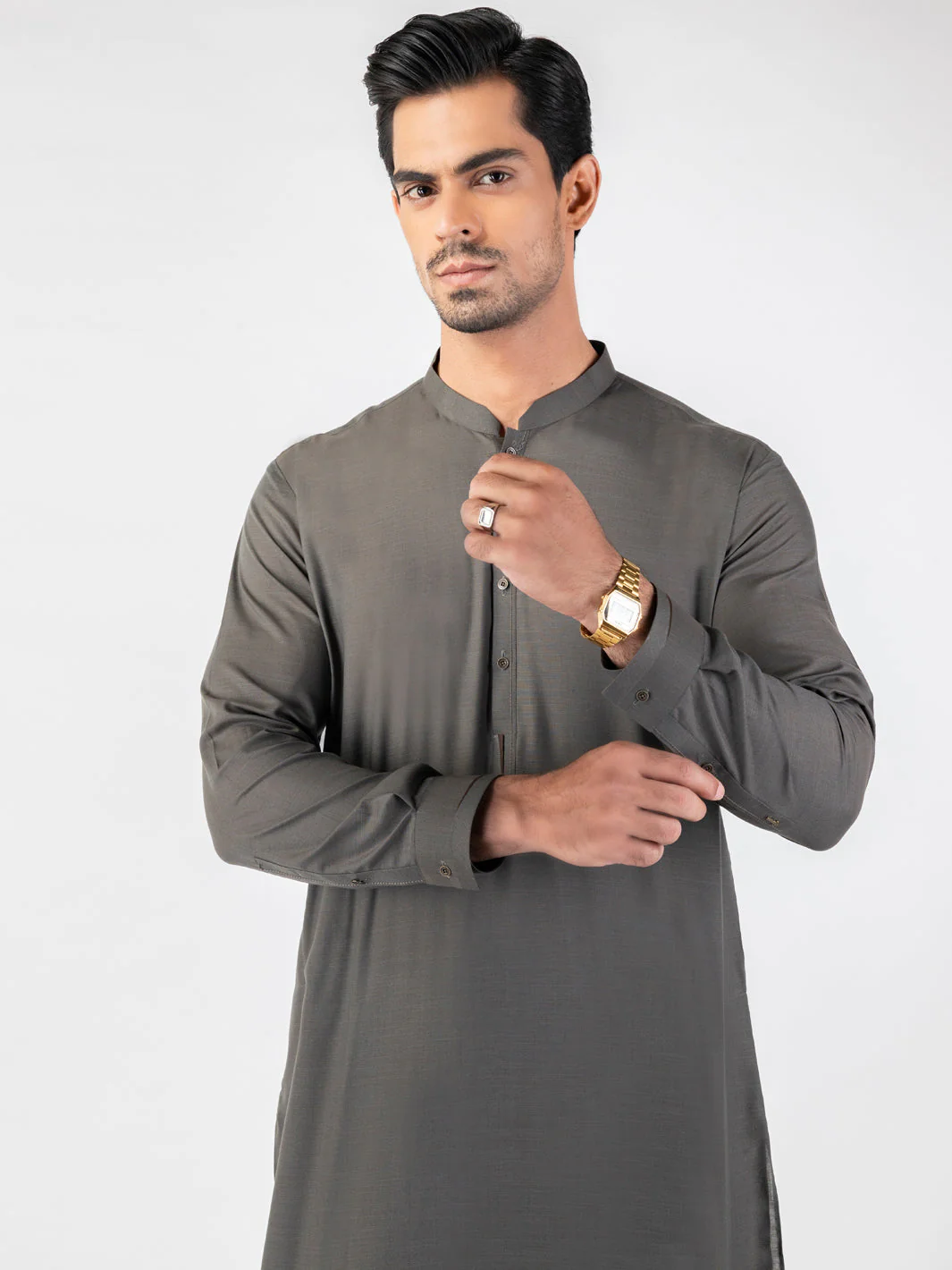 GREY BLENDED KAMEEZ SHALWAR | AL-KS-3192/AM-6299D - Image 3
