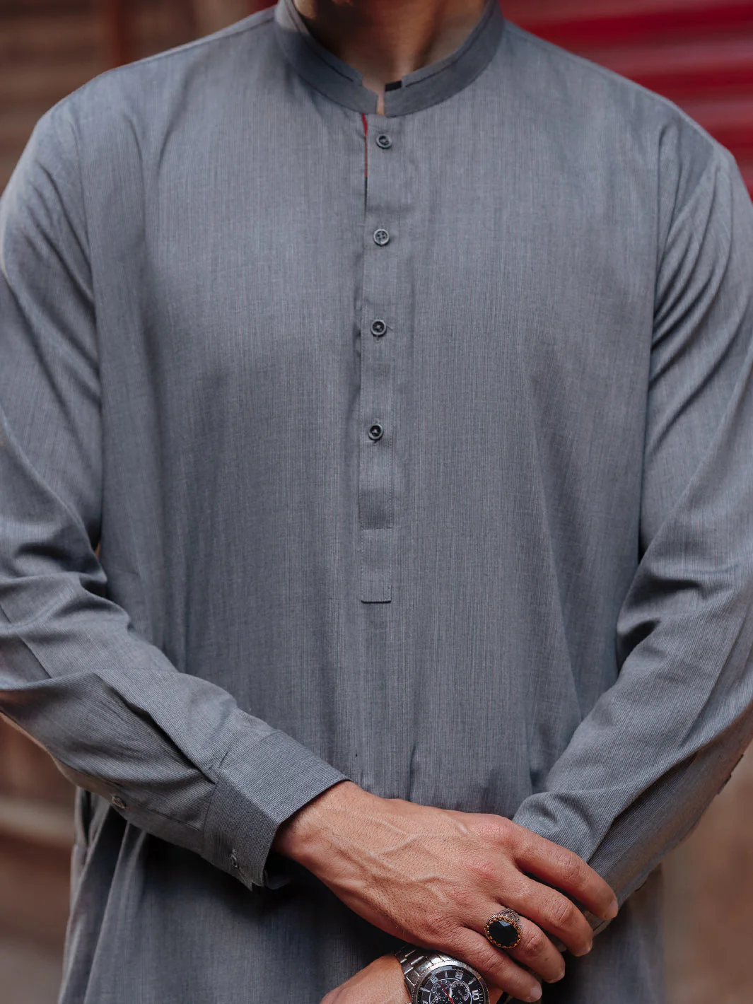GREY BLENDED KAMEEZ SHALWAR | AL-KS-3193/AM-6296D - Image 4