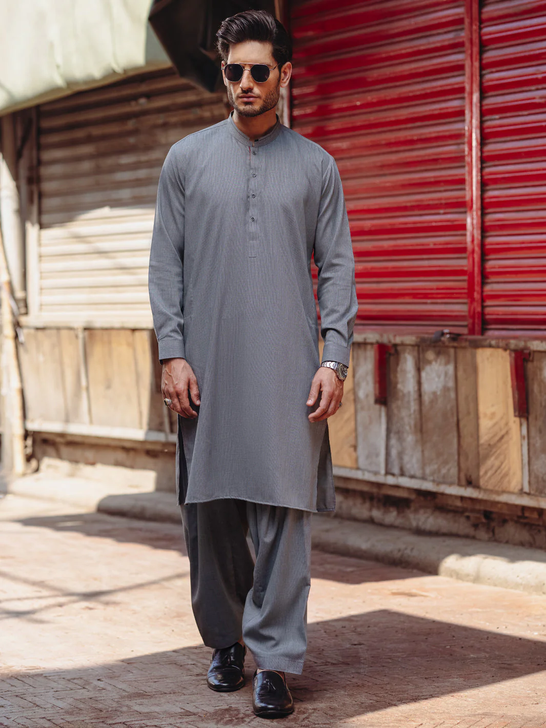 GREY BLENDED KAMEEZ SHALWAR | AL-KS-3193/AM-6296D - Image 5