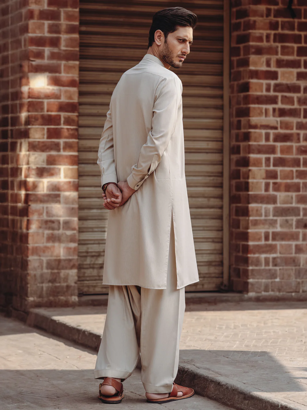 BEIGE BLENDED KAMEEZ SHALWAR | AL-KS-3195/AM-6296A - Image 2