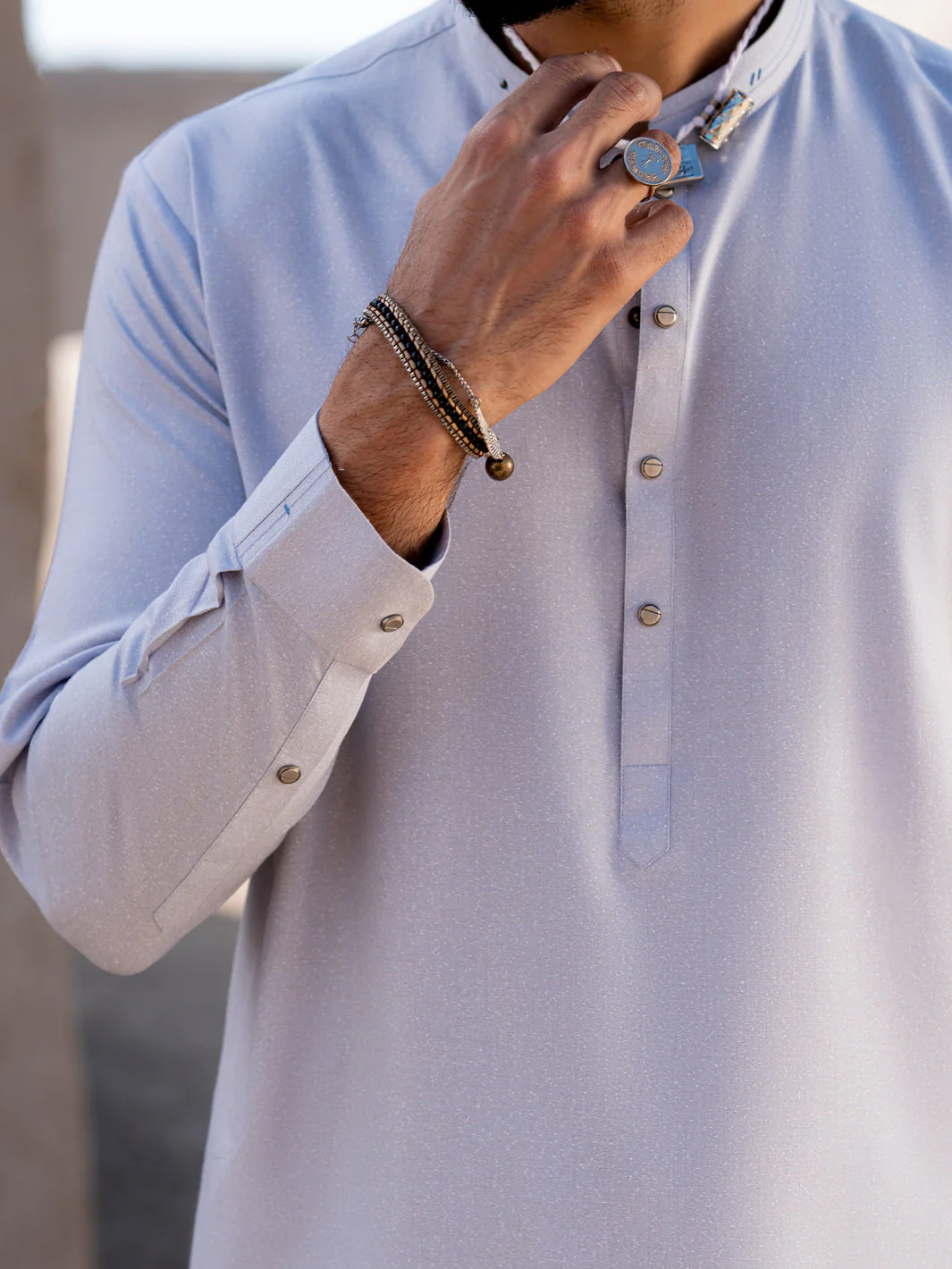 SKY BLUE BLENDED KAMEEZ SHALWAR | AL-KS-3209/AM-6291C - Image 3