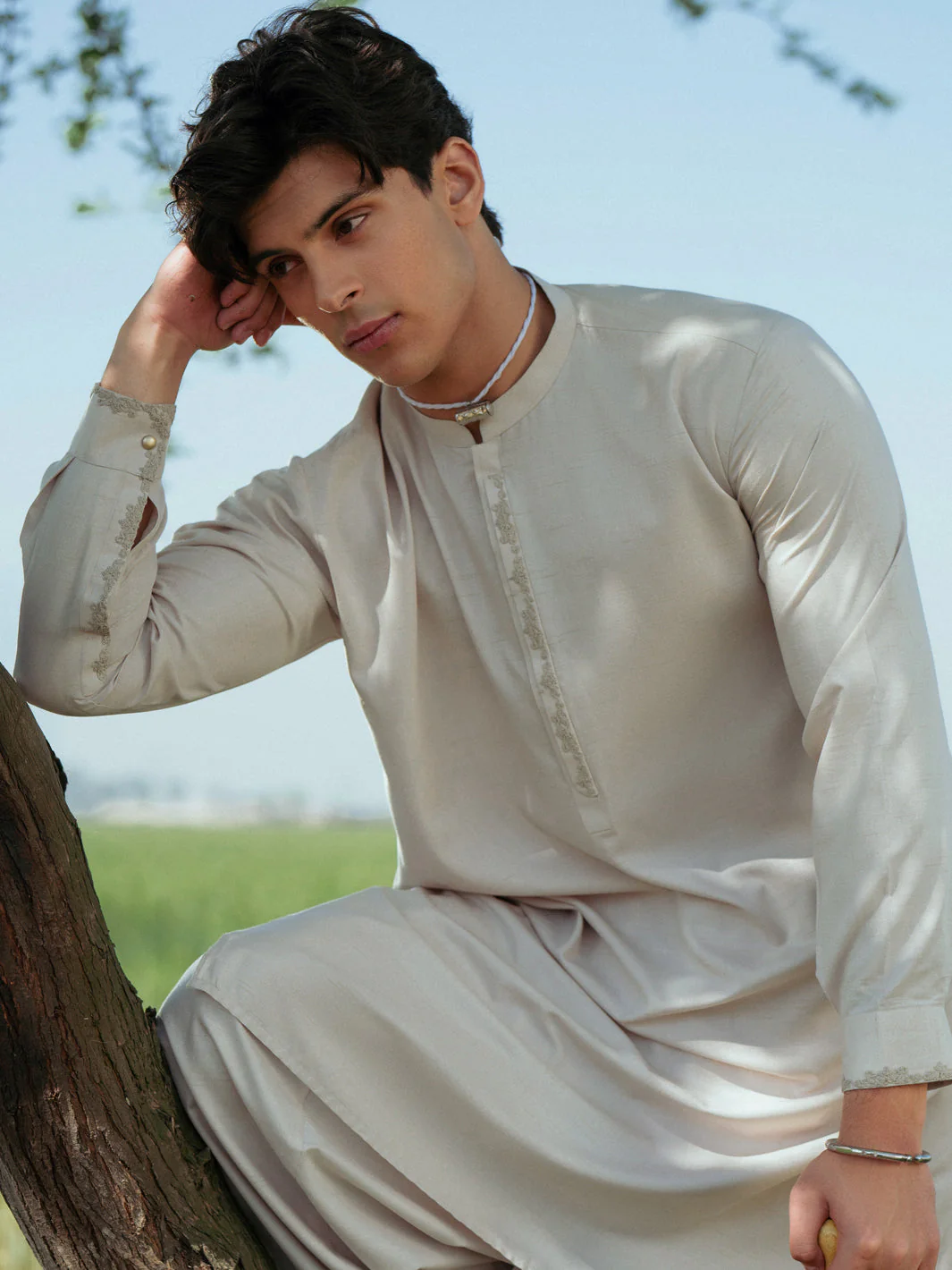BEIGE BLENDED KAMEEZ SHALWAR | AL-KS-3212A/AM-6293A - Image 2