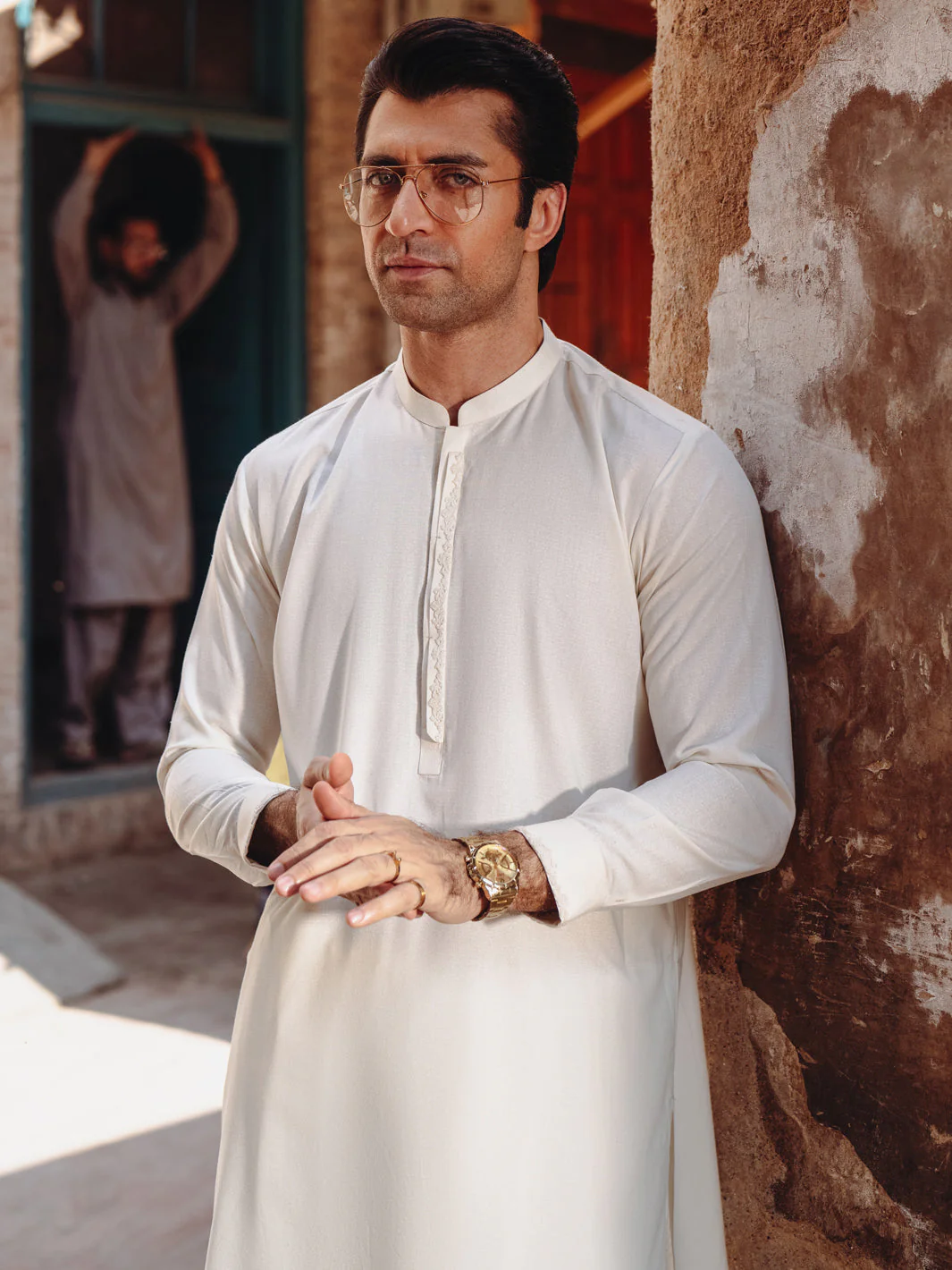 OFF WHITE BLENDED KAMEEZ SHALWAR | AL-KS-3212B/AM-6292A - Image 2
