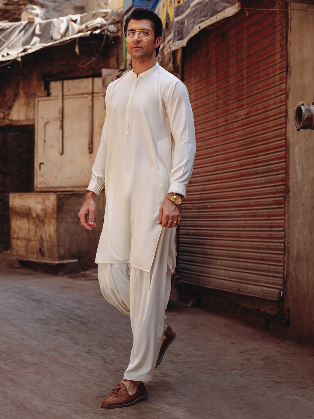 OFF WHITE BLENDED KAMEEZ SHALWAR | AL-KS-3212B/AM-6292A - Image 3