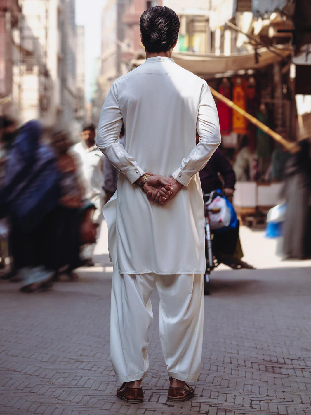 OFF WHITE BLENDED KAMEEZ SHALWAR | AL-KS-3212B/AM-6292A - Image 6
