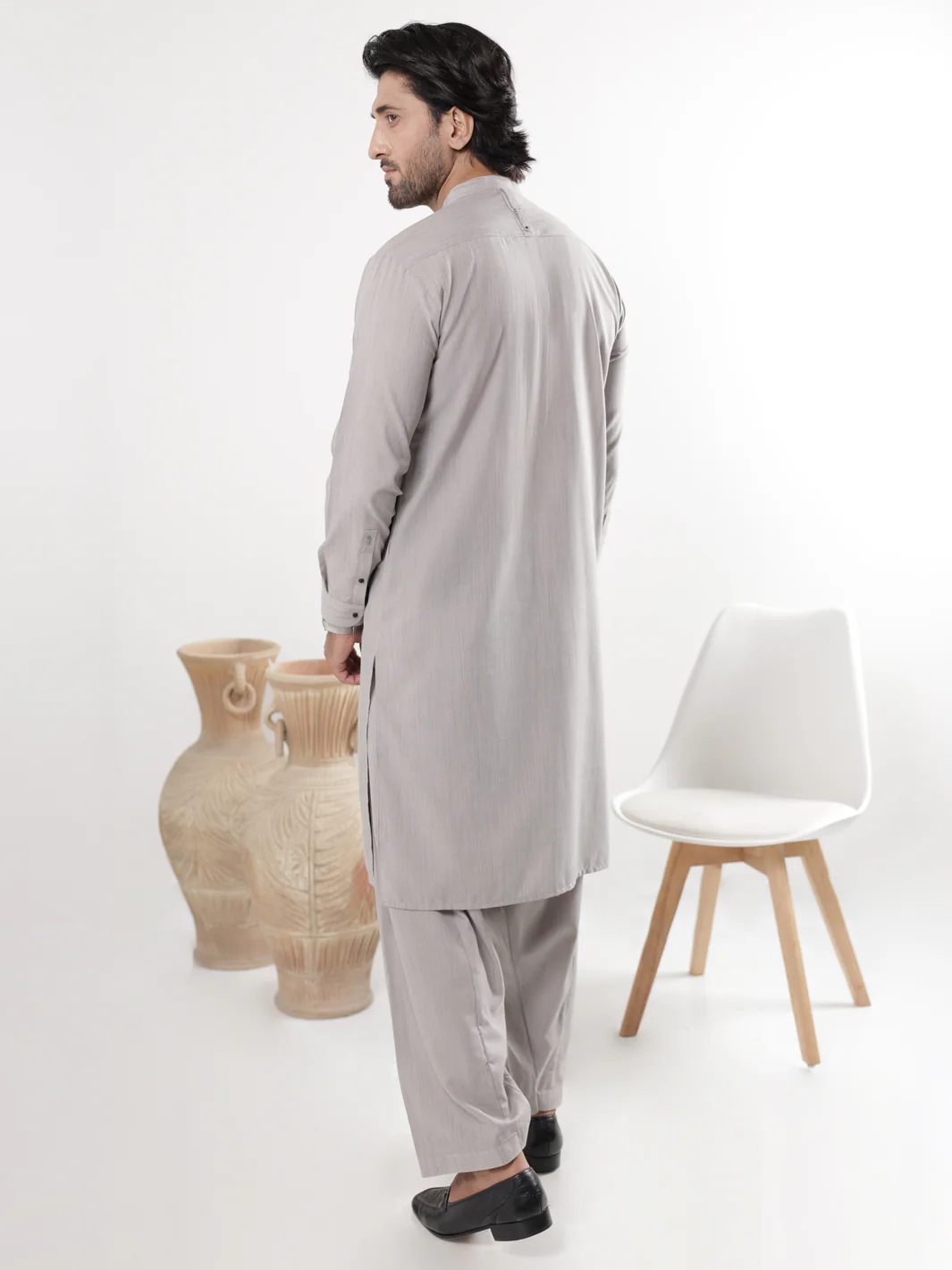 ASH GREY BLENDED KAMEEZ SHALWAR | AL-KS-3216/AM-6302C - Image 3