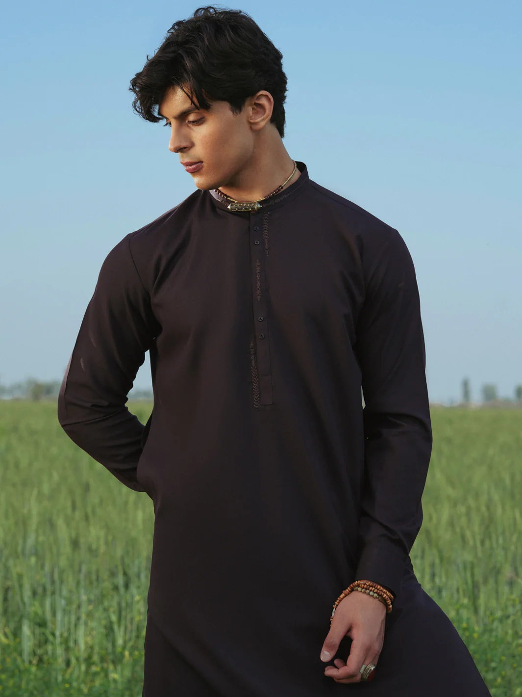 DARK PURPLE BLENDED KAMEEZ SHALWAR | AL-KS-3217A/AM-11010E - Image 2