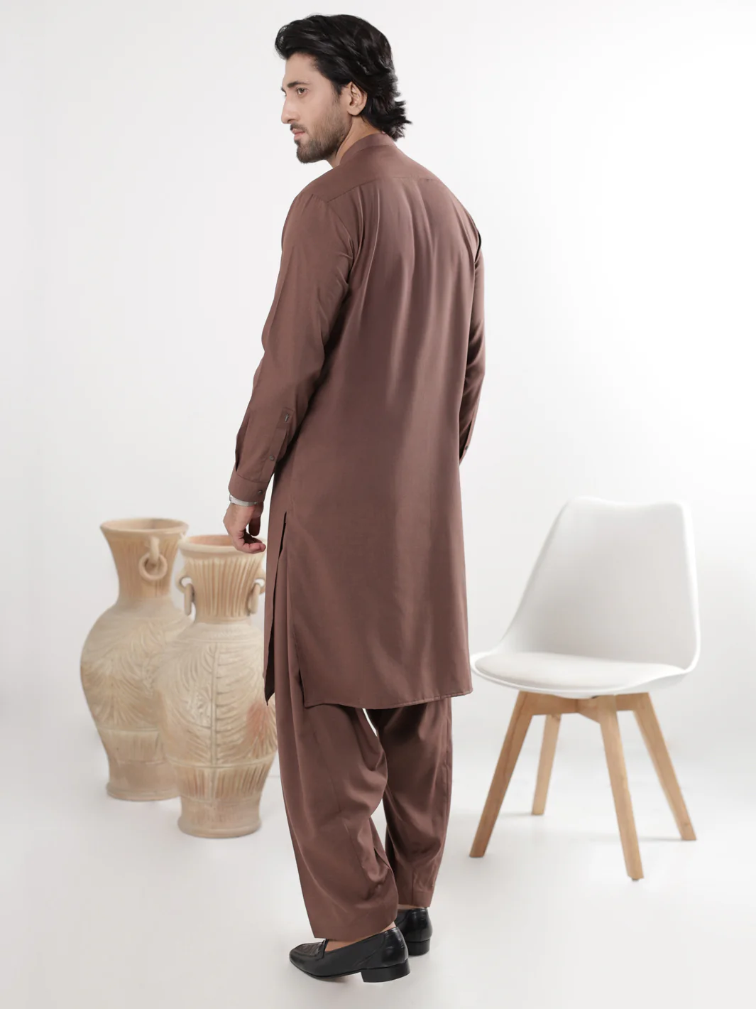 BROWN BLENDED KAMEEZ SHALWAR | AL-KS-3234/AM-6296C - Image 2