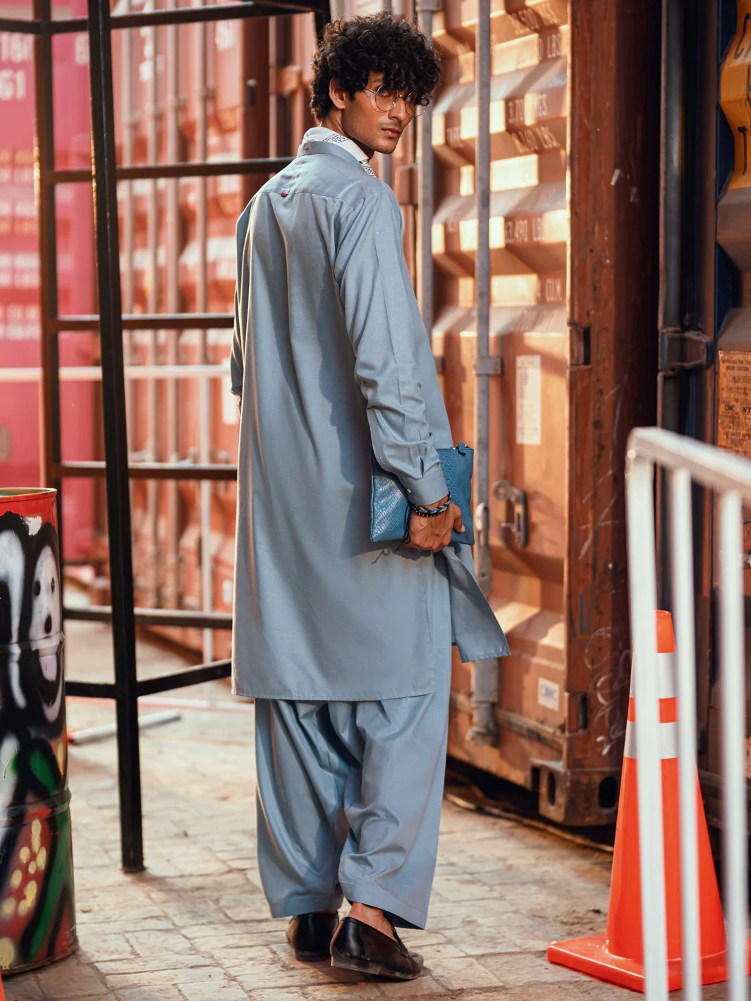 LIGHT BLUE BLENDED KAMEEZ SHALWAR | AL-KS-3250/AM-6306C - Image 2