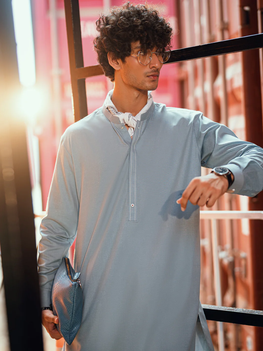 LIGHT BLUE BLENDED KAMEEZ SHALWAR | AL-KS-3250/AM-6306C - Image 3