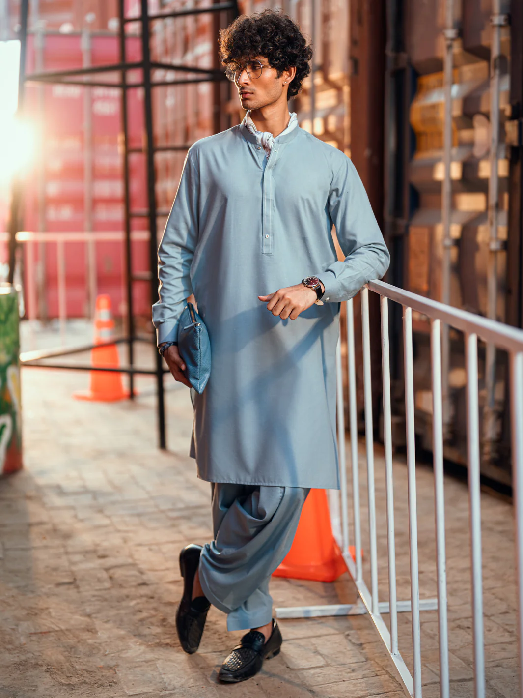 LIGHT BLUE BLENDED KAMEEZ SHALWAR | AL-KS-3250/AM-6306C - Image 4