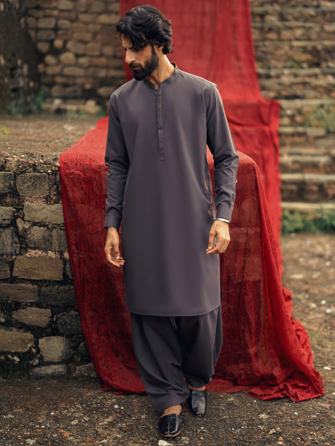 DARK PURPLE BLENDED KAMEEZ SHALWAR | AL-KS-3254/AM-6313D - Image 3