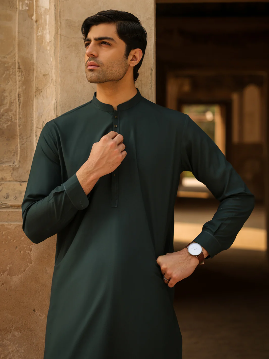 GREEN BLENDED KAMEEZ SHALWAR | AL-KS-3260/AM-6338B - Image 2