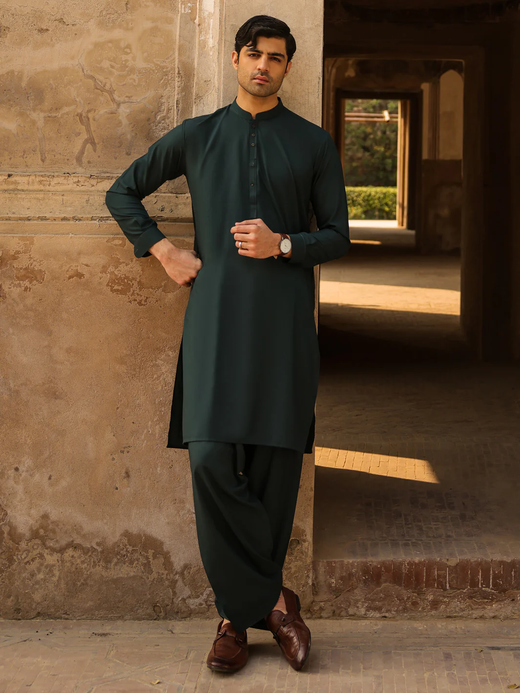 GREEN BLENDED KAMEEZ SHALWAR | AL-KS-3260/AM-6338B - Image 3