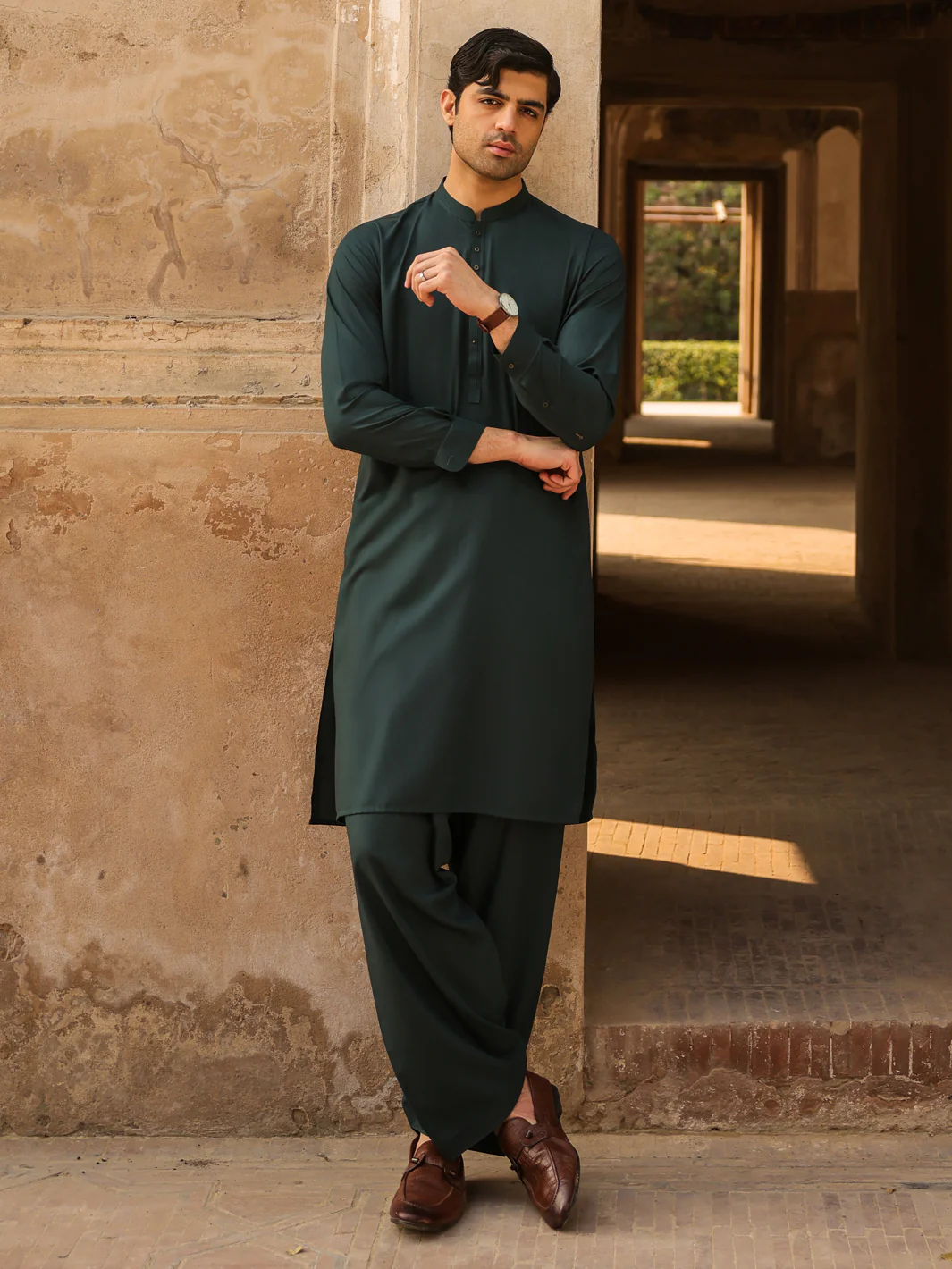 GREEN BLENDED KAMEEZ SHALWAR | AL-KS-3260/AM-6338B - Image 5