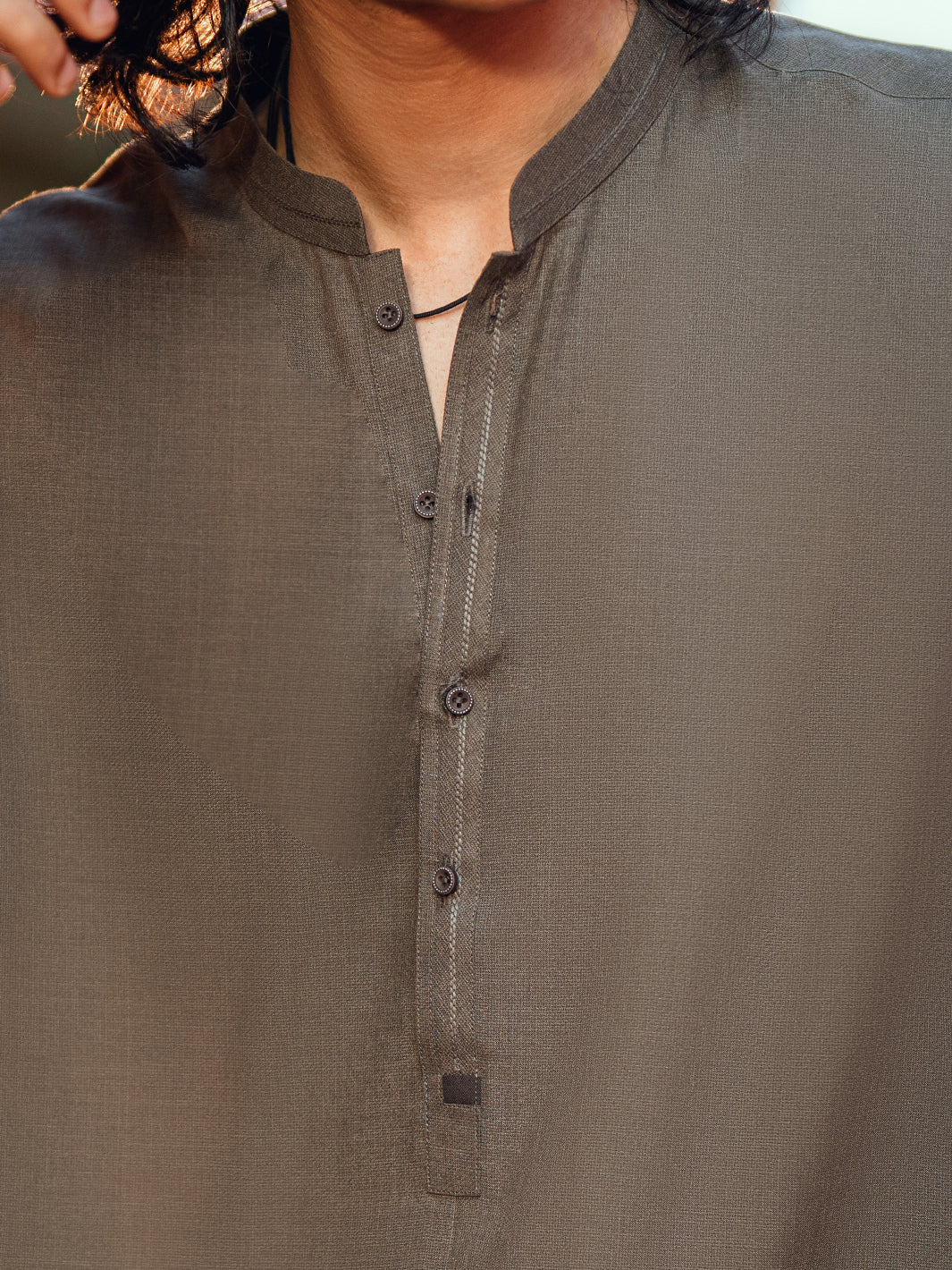 OLIVE GREEN BLENDED KAMEEZ SHALWAR | AL-KS-3265/AM-6338A - Image 4