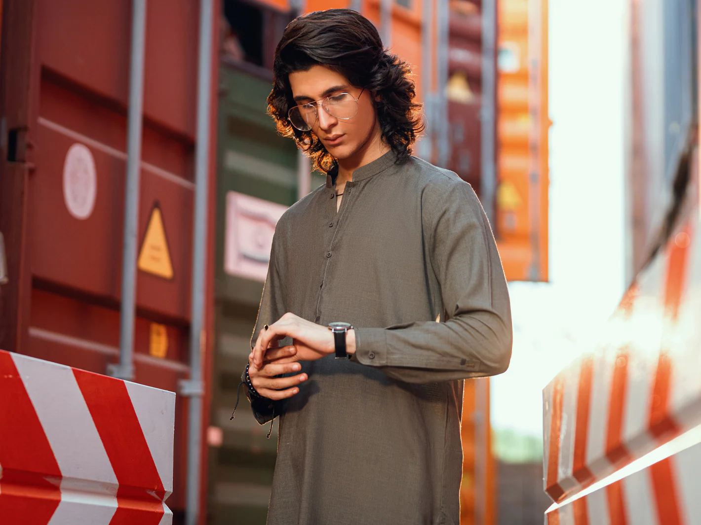 OLIVE GREEN BLENDED KAMEEZ SHALWAR | AL-KS-3265/AM-6338A - Image 5