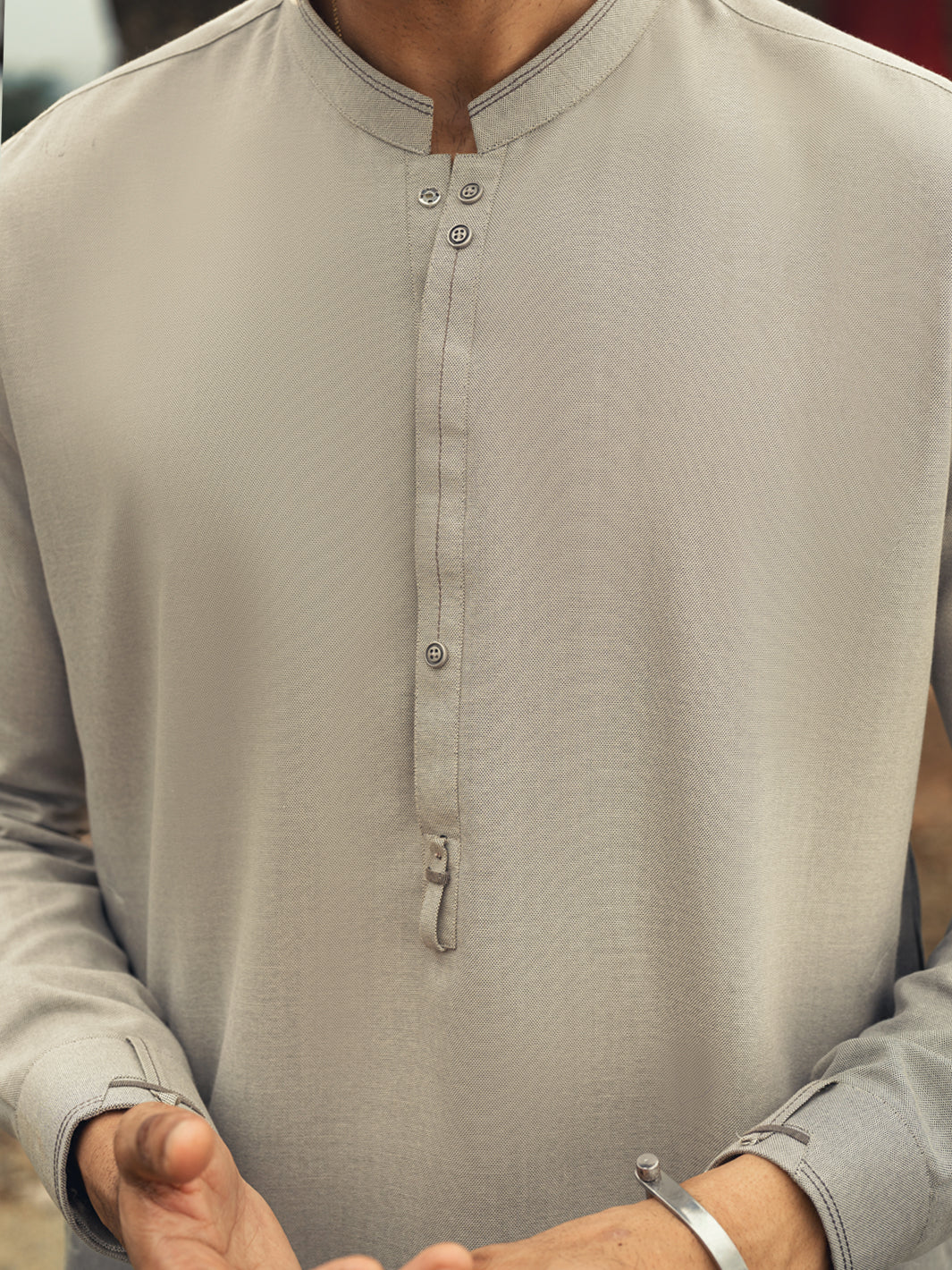 ASH GREY BLENDED KAMEEZ SHALWAR | AL-KS-3266/AM-6273A - Image 3