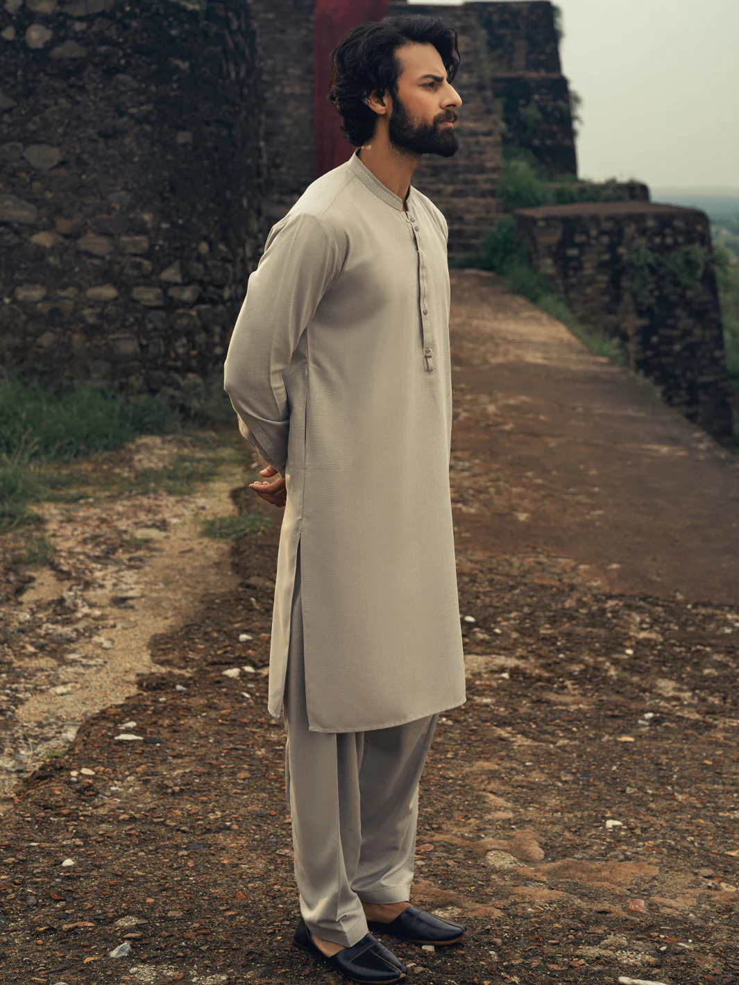 ASH GREY BLENDED KAMEEZ SHALWAR | AL-KS-3266/AM-6273A - Image 4