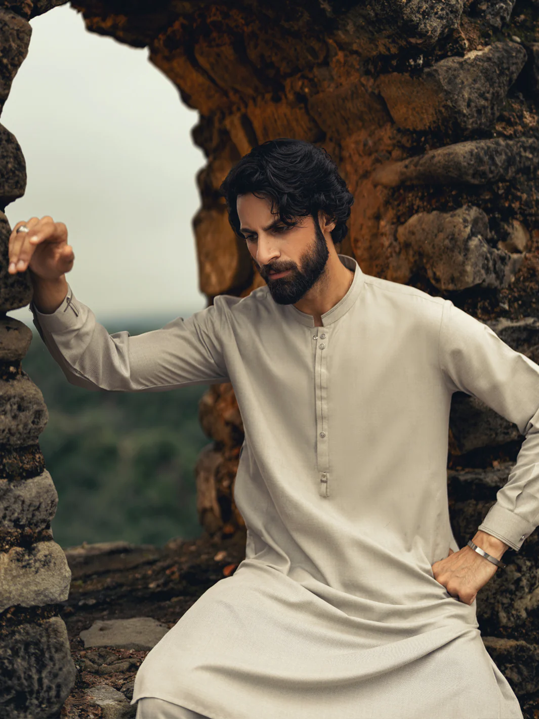 ASH GREY BLENDED KAMEEZ SHALWAR | AL-KS-3266/AM-6273A - Image 5