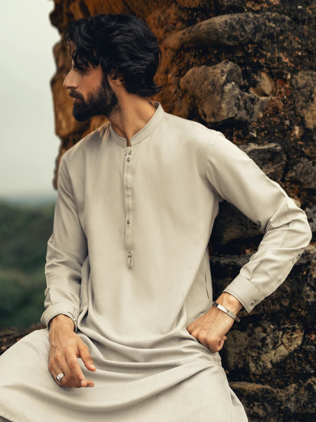 ASH GREY BLENDED KAMEEZ SHALWAR | AL-KS-3266/AM-6273A - Image 6