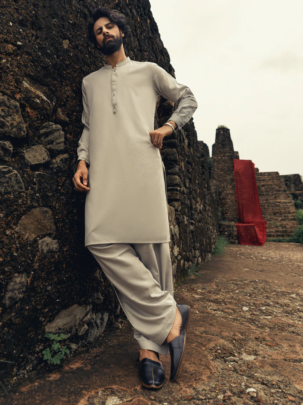 ASH GREY BLENDED KAMEEZ SHALWAR | AL-KS-3266/AM-6273A - Image 7
