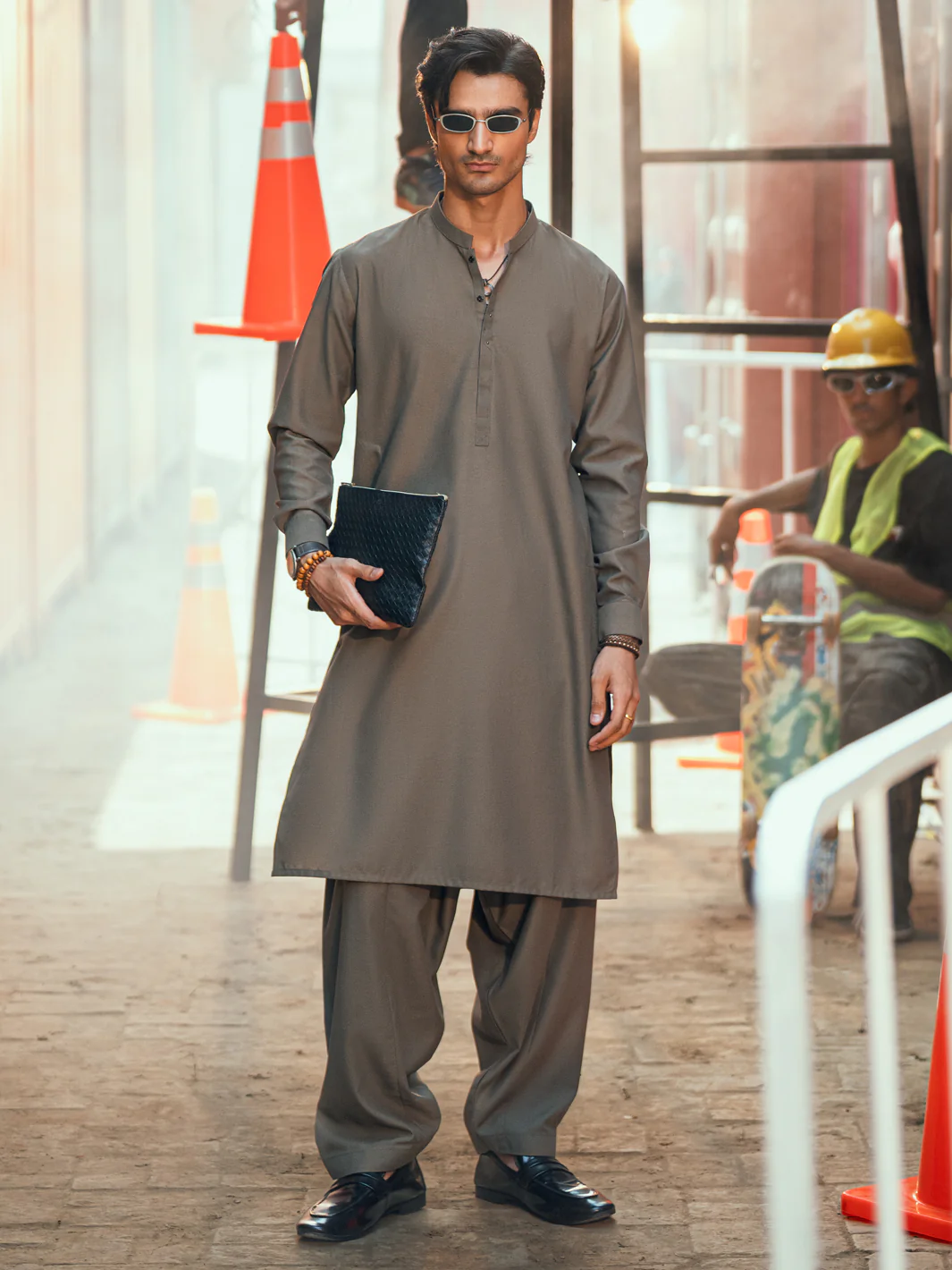 OLIVE GREEN KAMEEZ SHALWAR | AL-KS-3286/AM-6339A