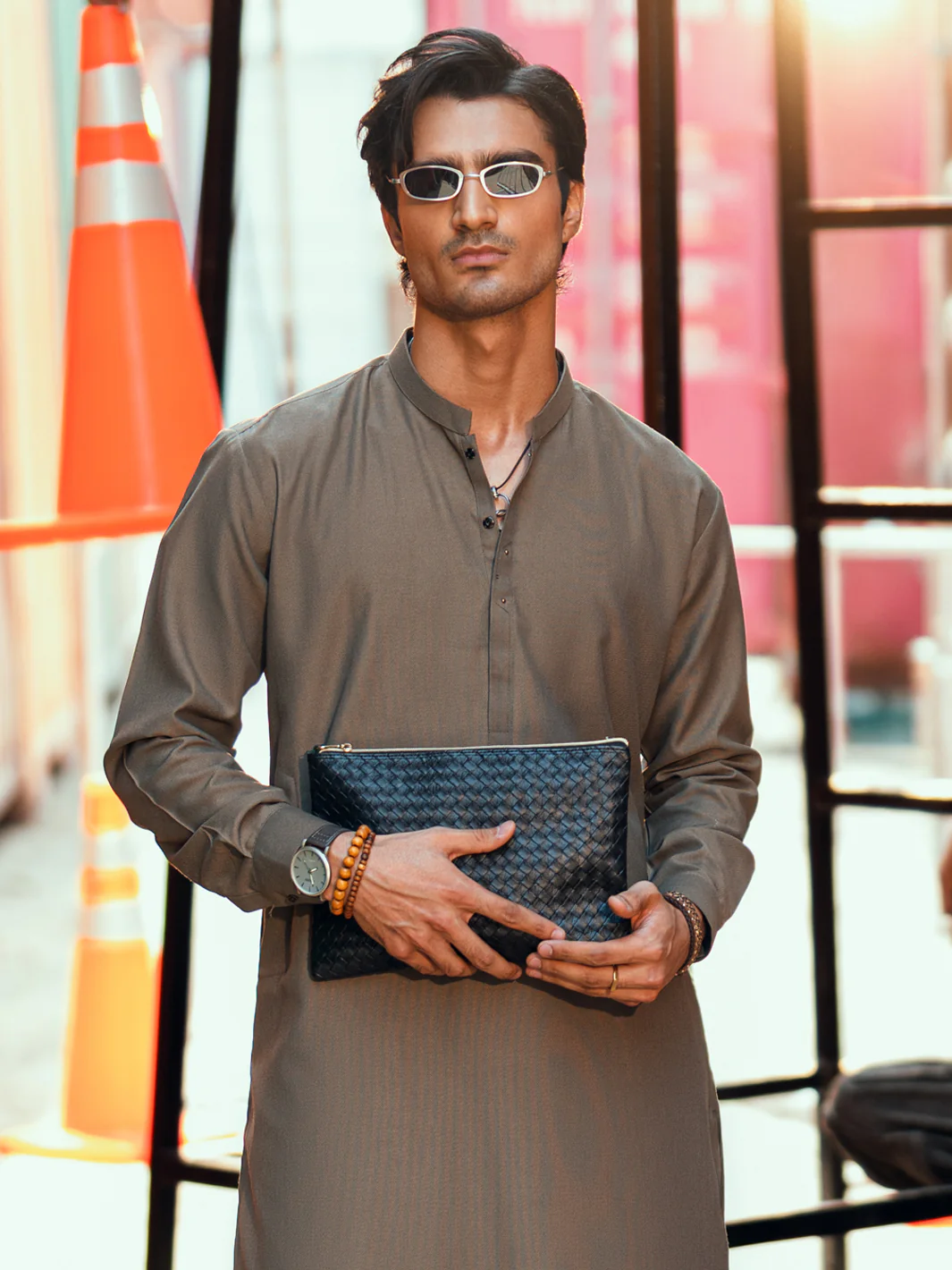 OLIVE GREEN KAMEEZ SHALWAR | AL-KS-3286/AM-6339A - Image 2