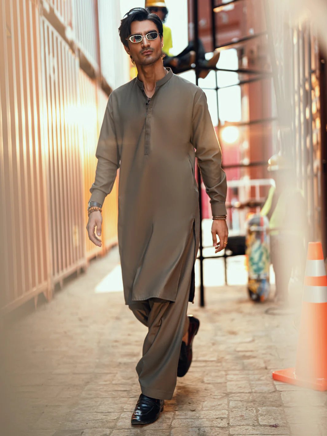 OLIVE GREEN KAMEEZ SHALWAR | AL-KS-3286/AM-6339A - Image 5