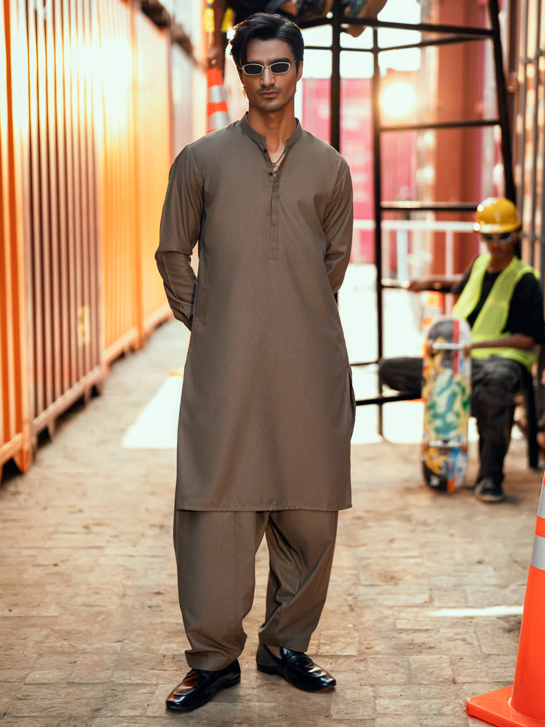 OLIVE GREEN KAMEEZ SHALWAR | AL-KS-3286/AM-6339A - Image 6