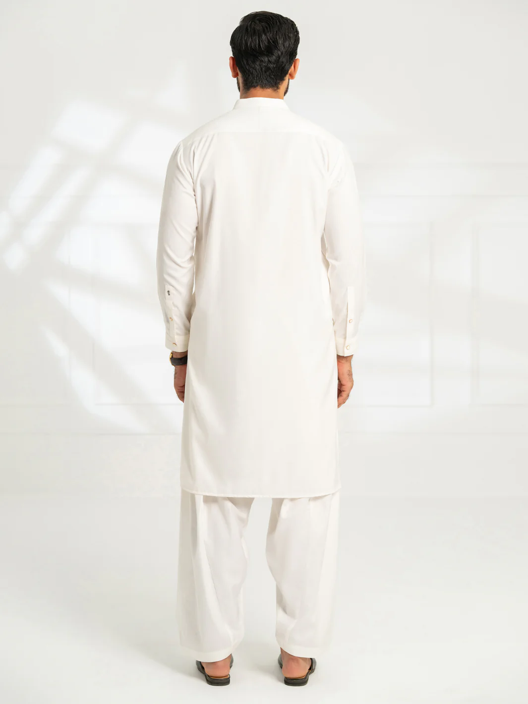 WHITE BLENDED KAMEEZ SHALWAR | AL-KS-3298/AM-6341A - Image 3
