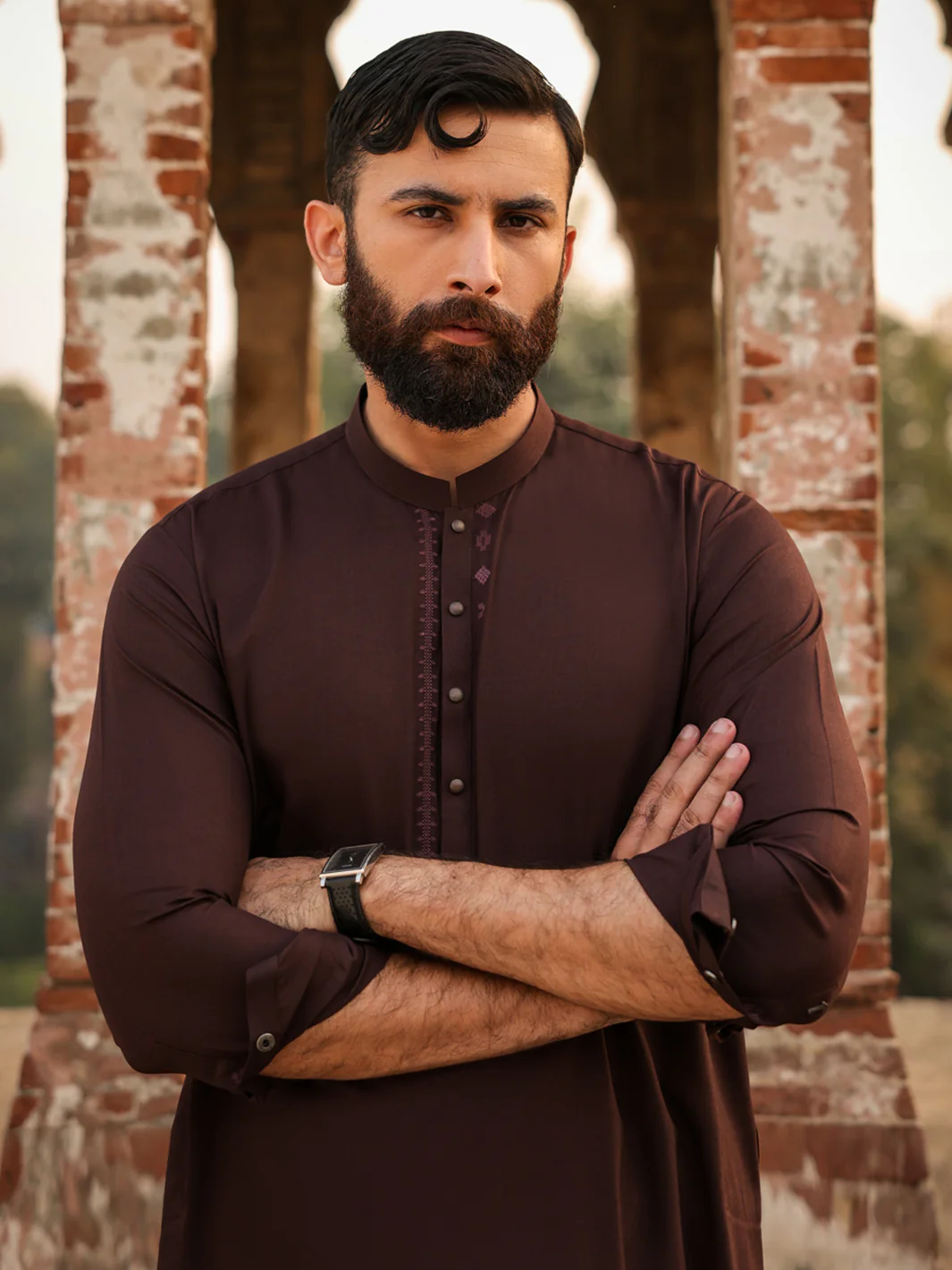 BROWN BLENDED KAMEEZ SHALWAR | AL-KS-3303/AM-6338C - Image 5