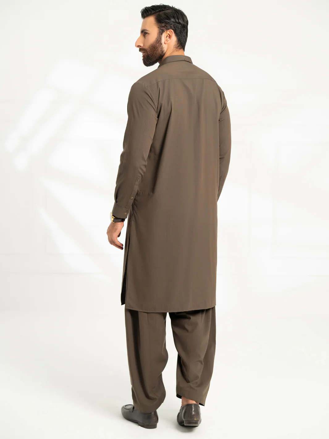 DARK OLIVE BLENDED KAMEEZ SHALWAR | AL-KS-3308/AM-15066B - Image 3