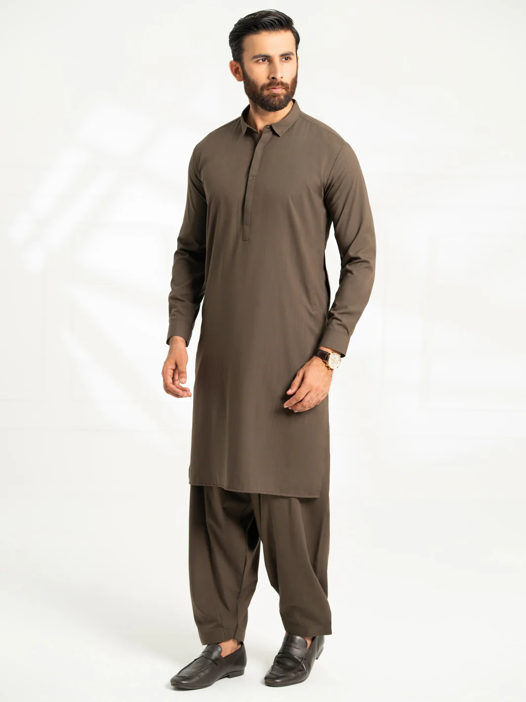DARK OLIVE BLENDED KAMEEZ SHALWAR | AL-KS-3308/AM-15066B - Image 5