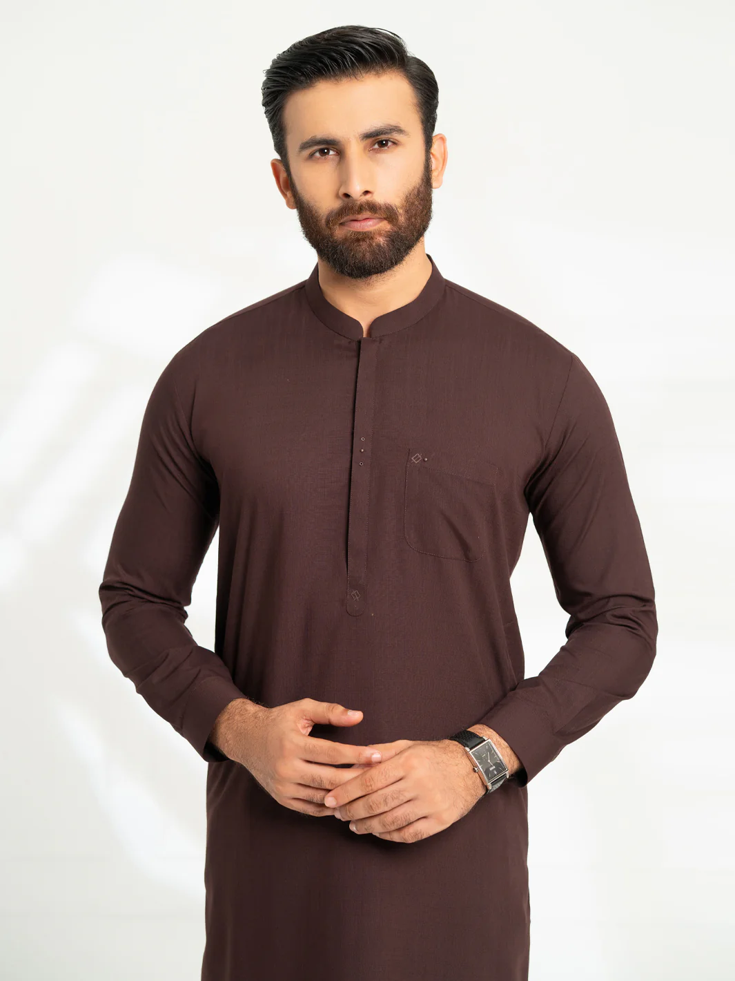 DARK MAROON BLENDED KAMEEZ SHALWAR | AL-KS-3309/AM-15066C - Image 2