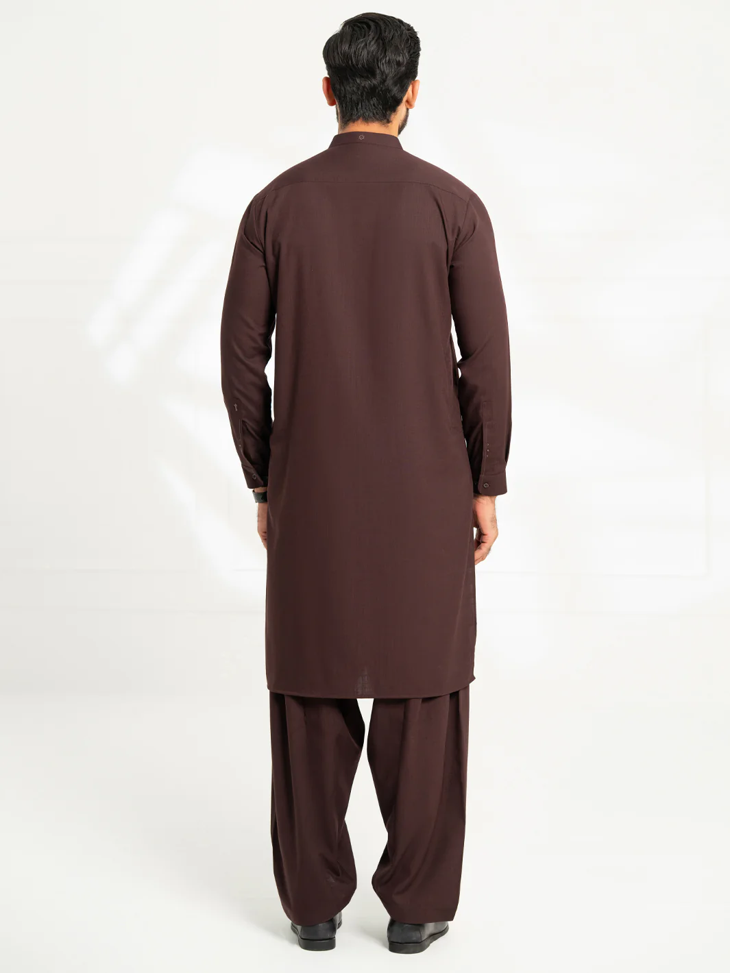DARK MAROON BLENDED KAMEEZ SHALWAR | AL-KS-3309/AM-15066C - Image 3
