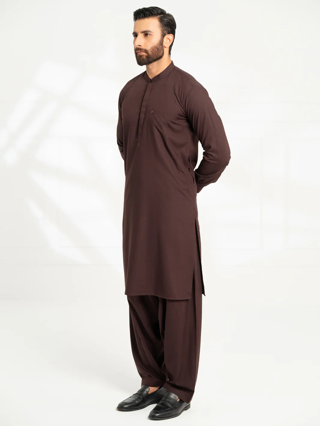 DARK MAROON BLENDED KAMEEZ SHALWAR | AL-KS-3309/AM-15066C - Image 5