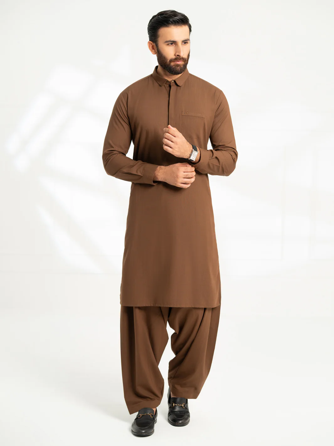 BROWN BLENDED KAMEEZ SHALWAR | AL-KS-3310/AM-15066D
