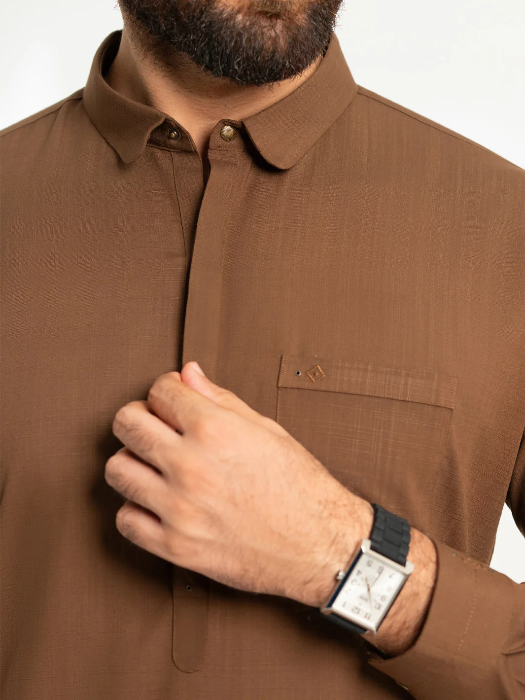BROWN BLENDED KAMEEZ SHALWAR | AL-KS-3310/AM-15066D - Image 4