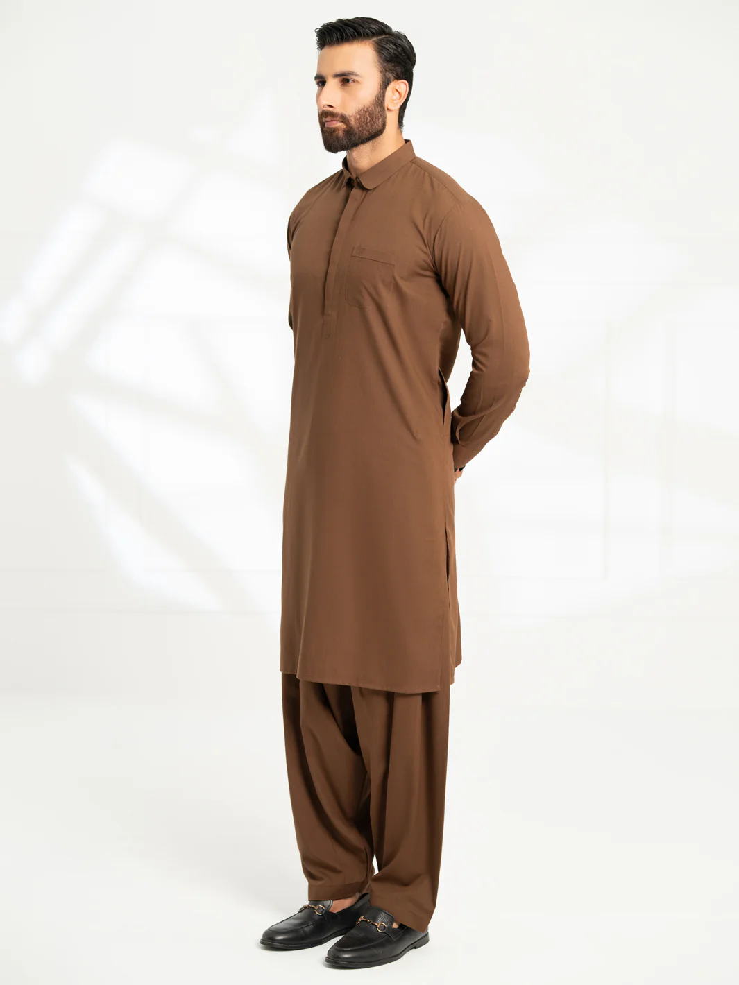 BROWN BLENDED KAMEEZ SHALWAR | AL-KS-3310/AM-15066D - Image 5