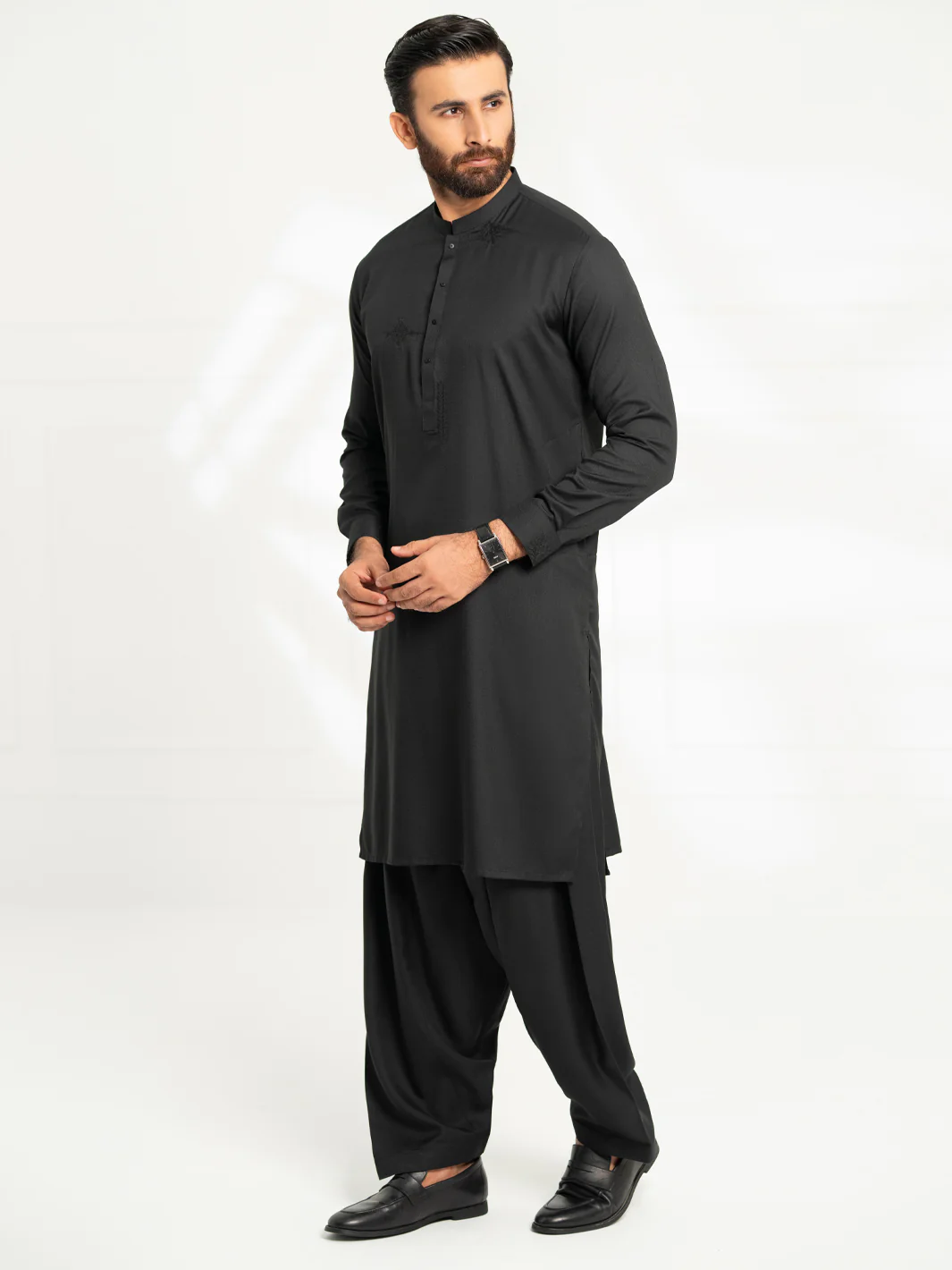 BLACK BLENDED KAMEEZ SHALWAR | AL-KS-3312/AM-6341D - Image 5