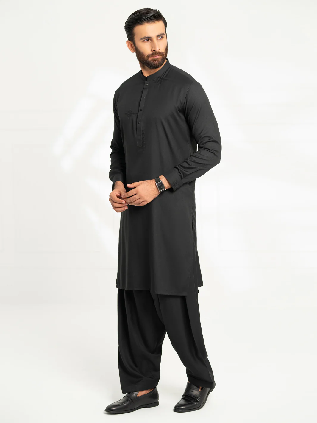 BLACK BLENDED KAMEEZ SHALWAR | AL-KS-3312/AM-6341D - Image 7